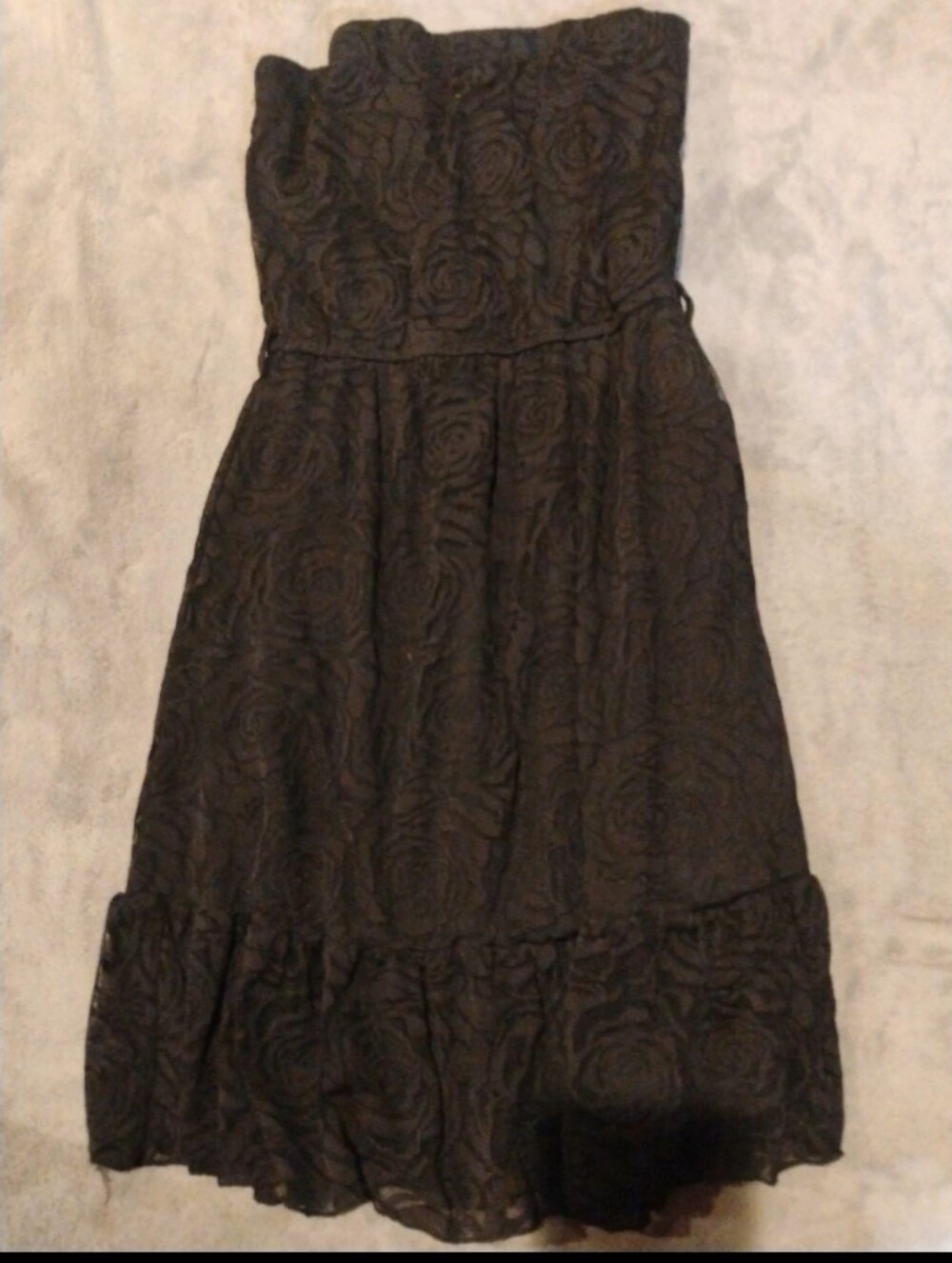 VTG Route 3 Black Strapless Rose Burnout Mini Dress Y2K - Small